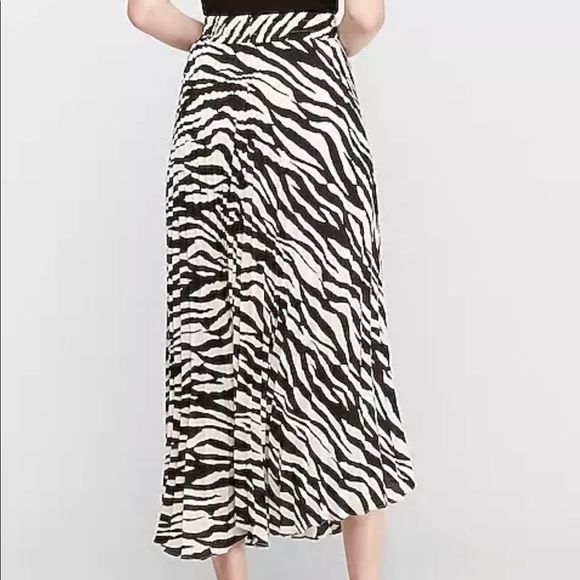 New EXPRESS TIGER STRIPE PLEATED MAXI MIDI SKIRT XS - Picture 2 of 7